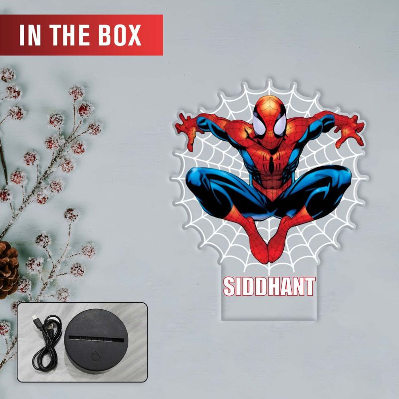 Personalized SpiderMan369 UV Print 7-Color 3D Illusion Night Light – Custom Name Lamp Marvel Superhero Gift for Boys